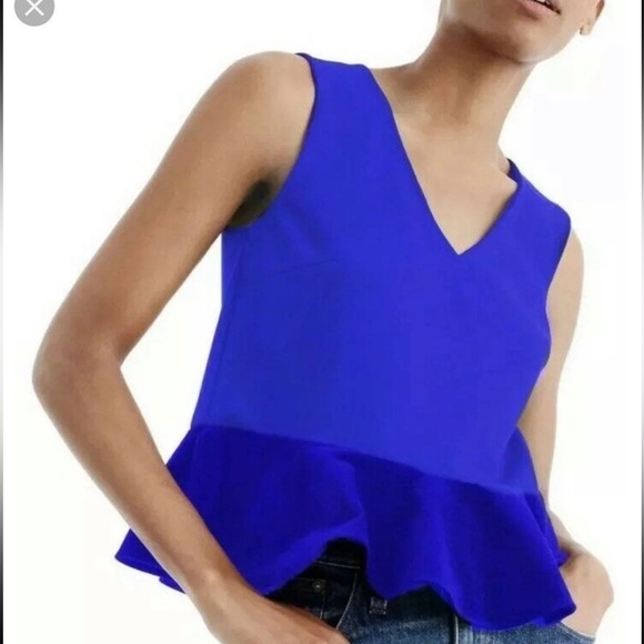 J.Crew Harbour View Sleeveless Blue Velvet Peplum Top, Size Large - NWT - Picture 5 of 14